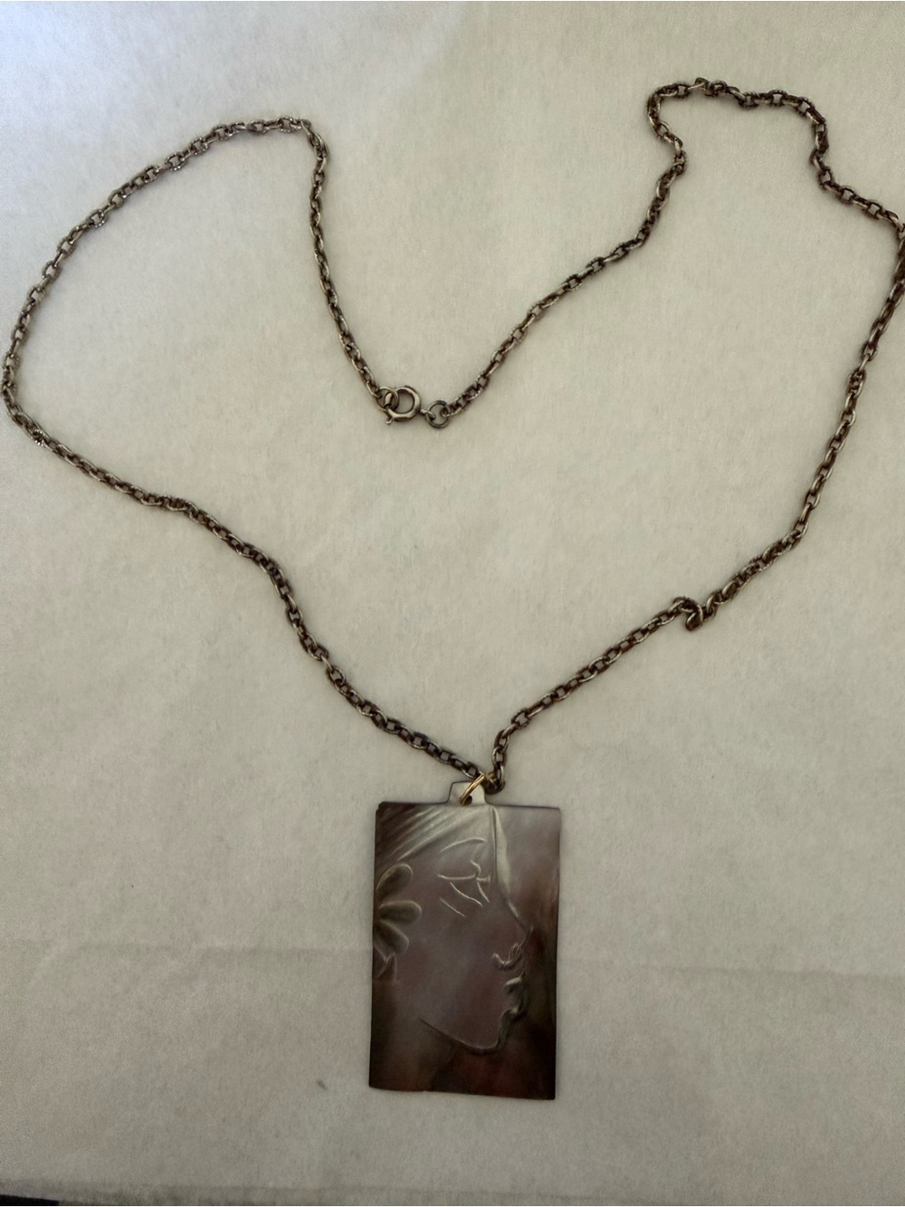 Elegant Rectangular Carved Pendant Necklace